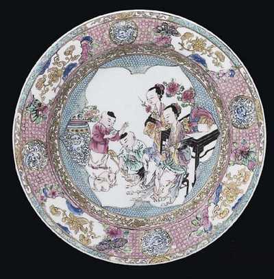 YONGZHENG (1723-35) A FAMILLE ROSE EGGSHELL DEEP PLATE